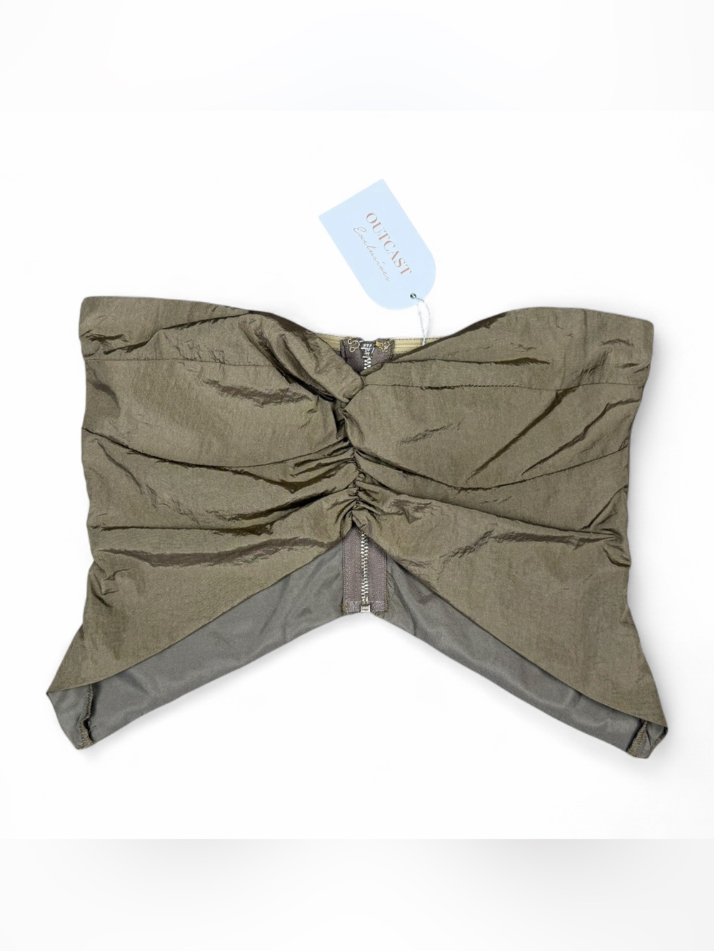Outcast Clothing Aces Cargo Strapless Crop Top NWT Size Small Mocha